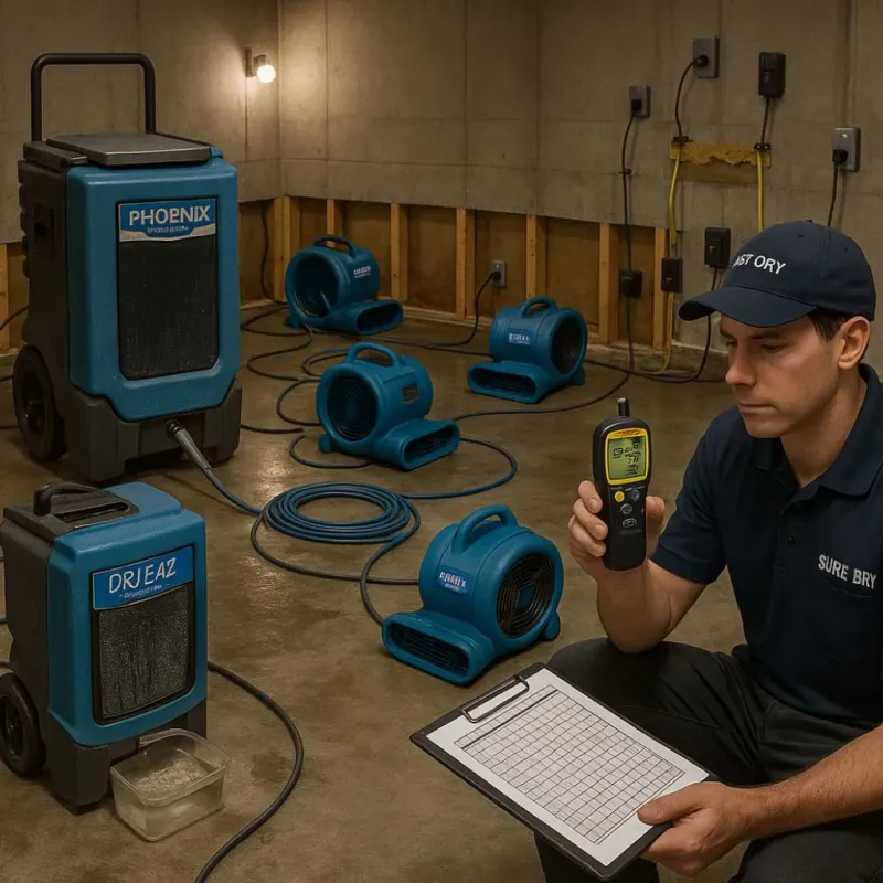 Structural Drying and Dehumidification process in Bethel Acres, OK
